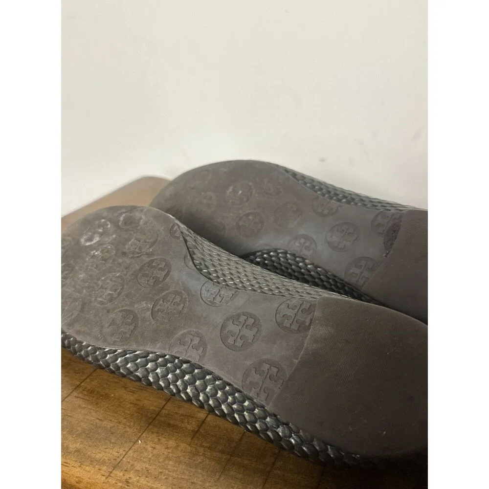 Tory Burch Reva Ballet Flats Snake Embossed Leather Gray 8.5 M Women's Shoes